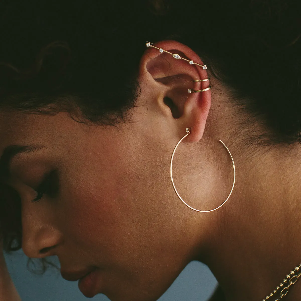 14k Large Prong Diamond Hoops sold by Zoe Chicco product image thumbnail 3