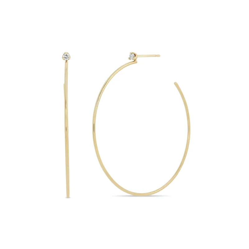 14k Large Prong Diamond Hoops sold by Zoe Chicco