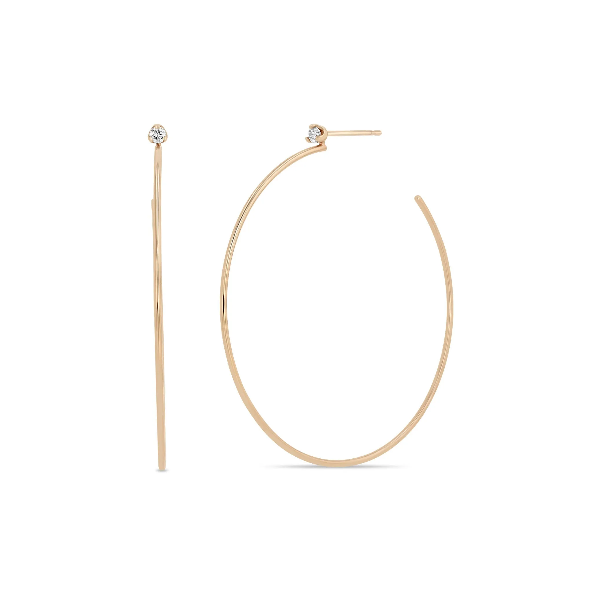 14k Large Prong Diamond Hoops sold by Zoe Chicco product image thumbnail 4