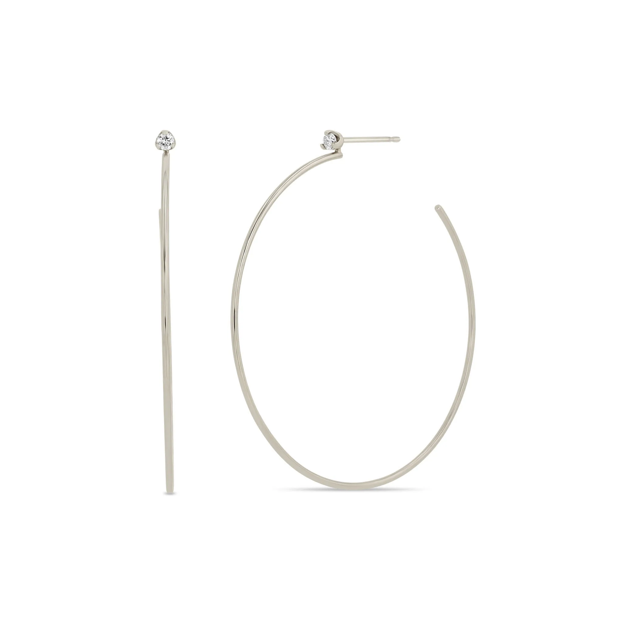 14k Large Prong Diamond Hoops sold by Zoe Chicco product image thumbnail 5