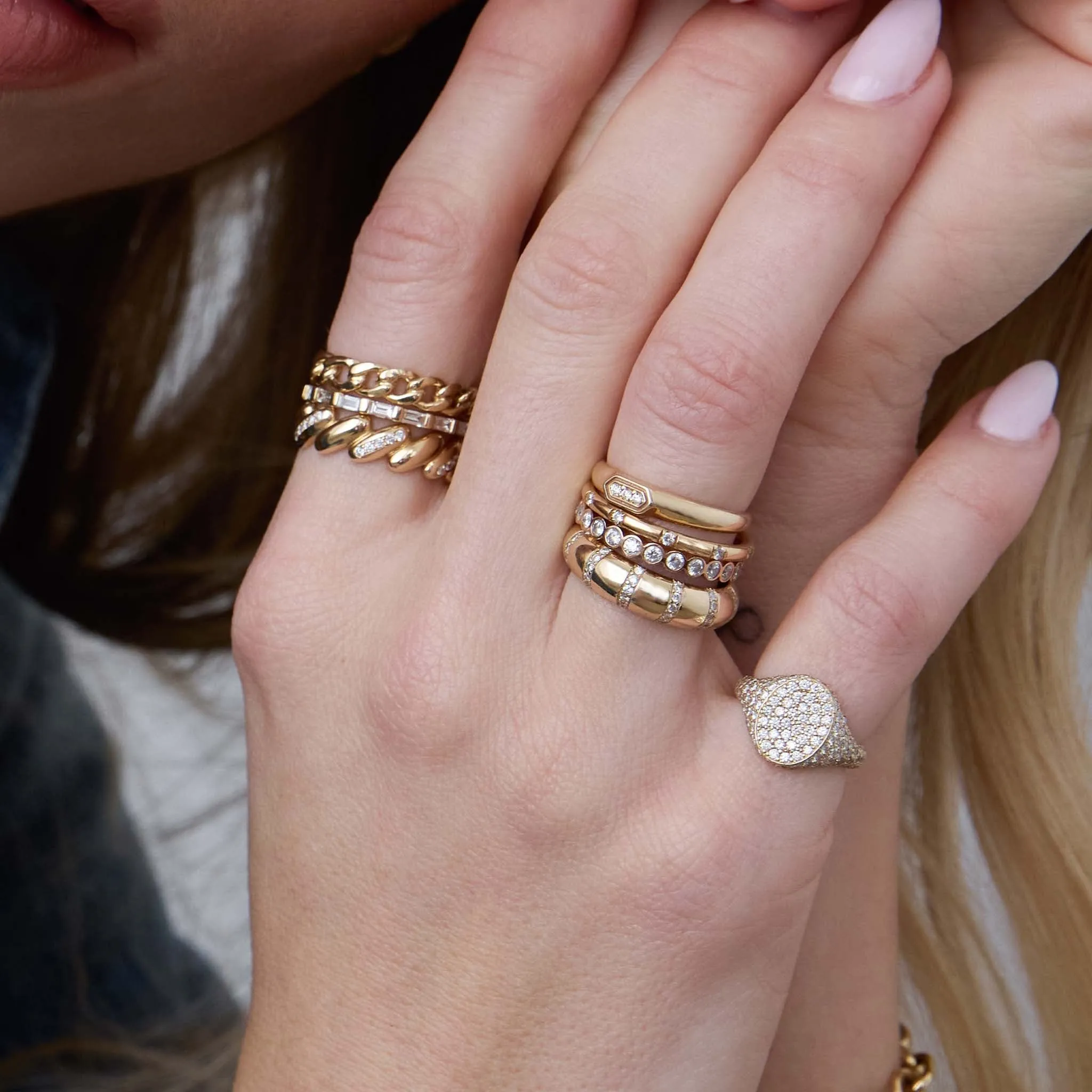 14k 10 Spread Out Pavé Diamond Thick Band Ring sold by Zoe Chicco product image thumbnail 2