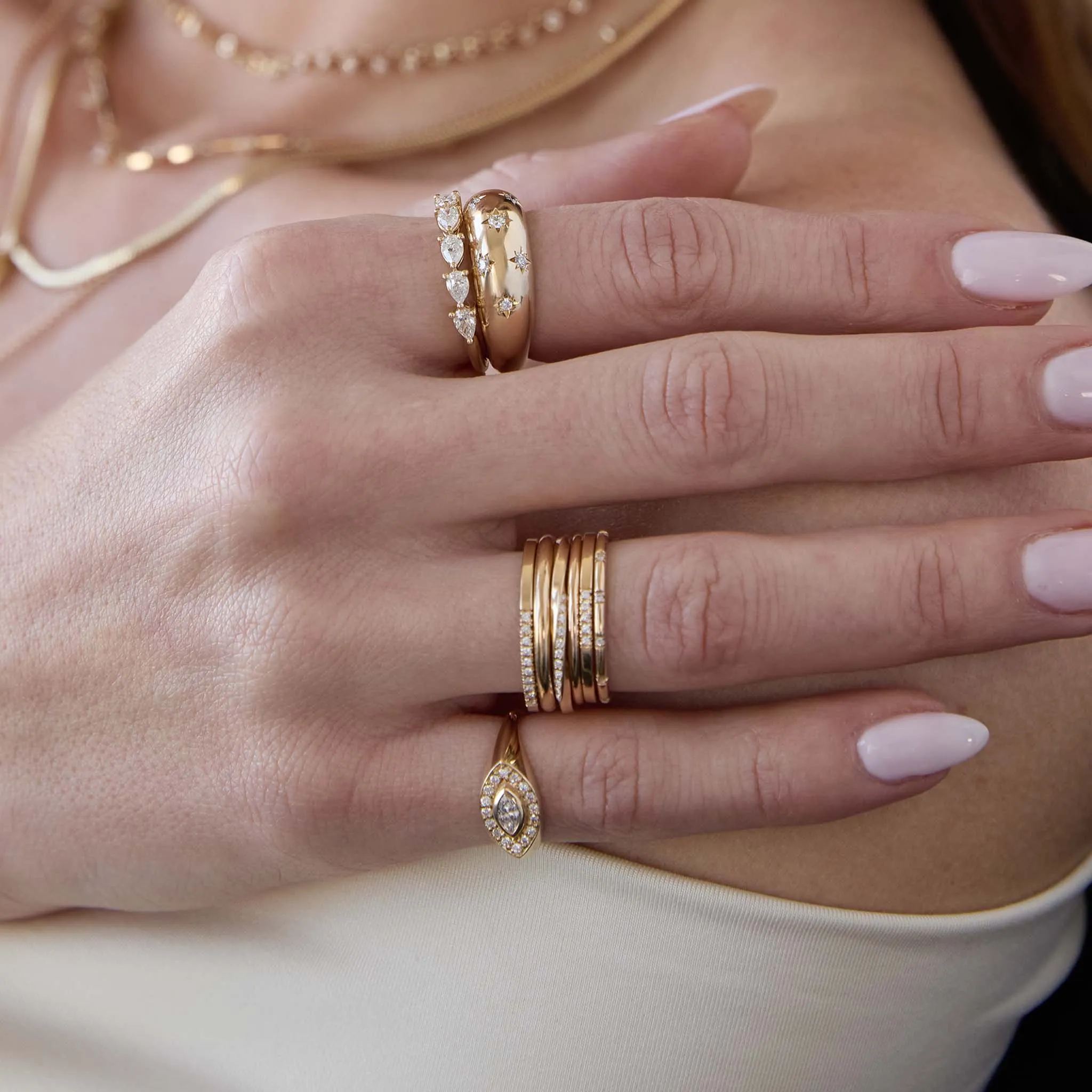 14k 12 Spread Out Diamond Band Ring sold by Zoe Chicco product image thumbnail 2