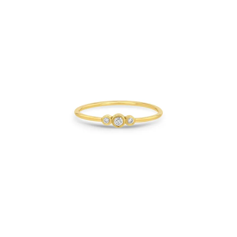 14k 3 Small Graduated Diamond Bezel Ring sold by Zoe Chicco