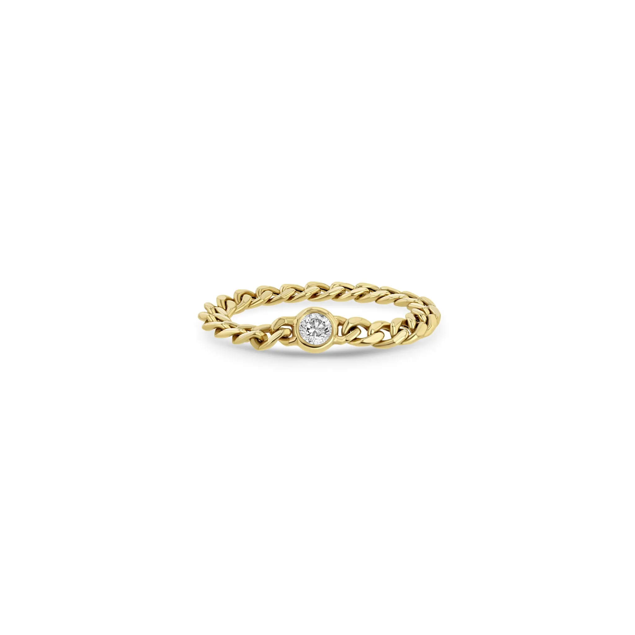 14k Floating Diamond Small Curb Chain Ring sold by Zoe Chicco