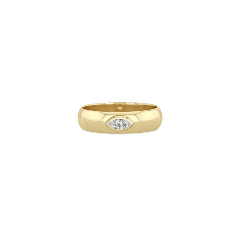 14k Marquise Diamond Half Round Ring sold by Zoe Chicco