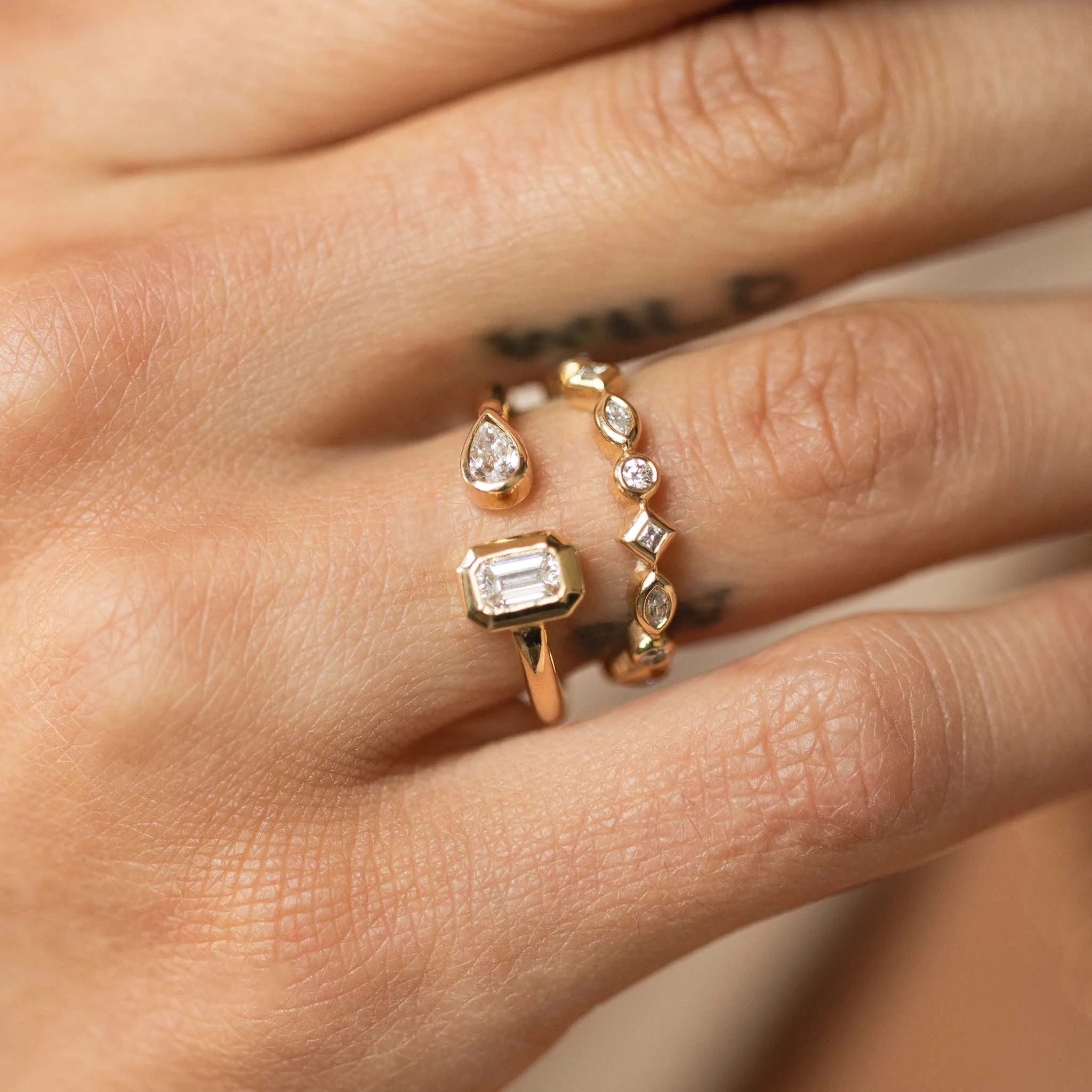 14k Bezel Set Mixed Cut Diamond Eternity Band sold by Zoe Chicco product image thumbnail 2