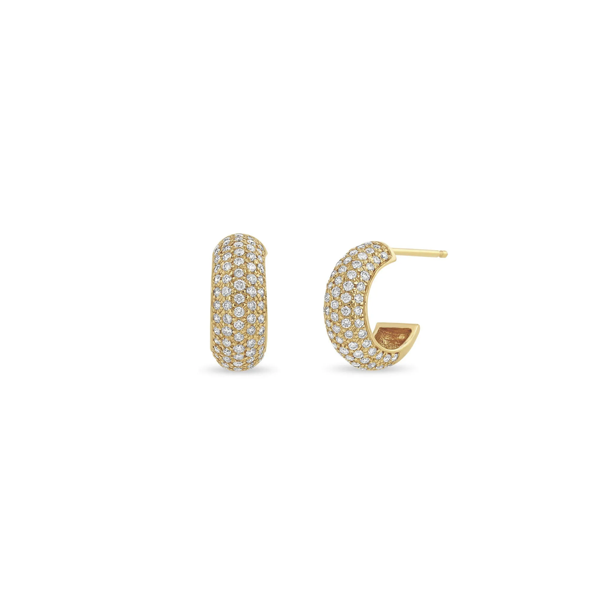 14k Pavé Diamond Wide Chubby Huggie Hoops - SALE sold by Zoe Chicco
