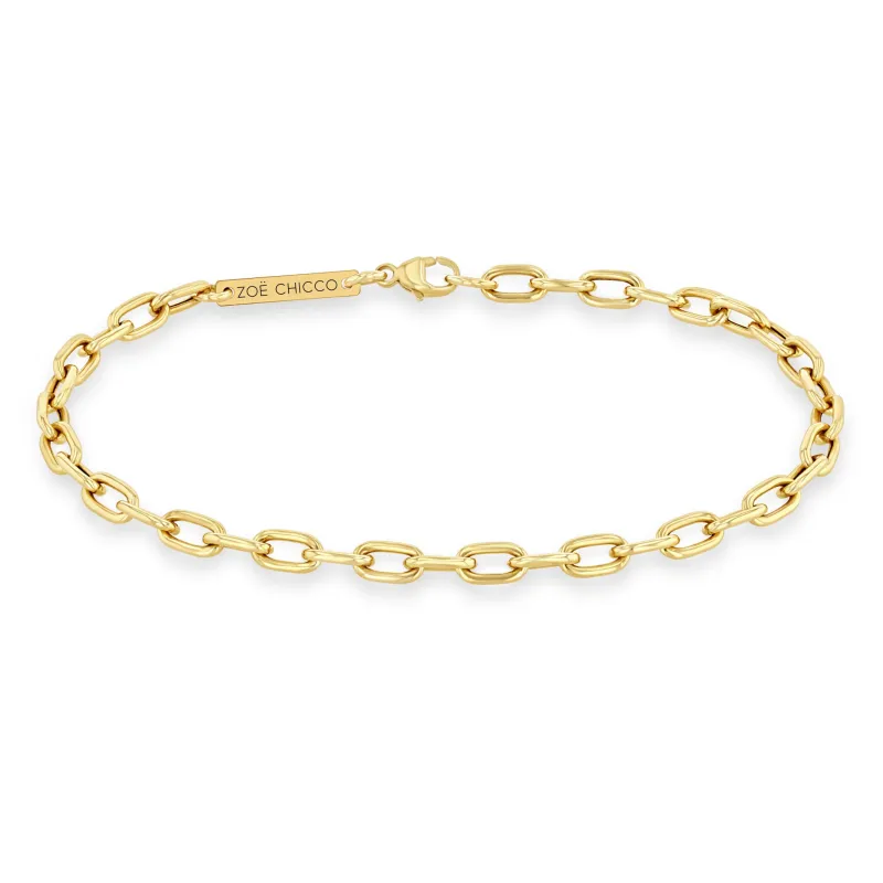 14k Medium Square Oval Link Chain Bracelet sold by Zoe Chicco