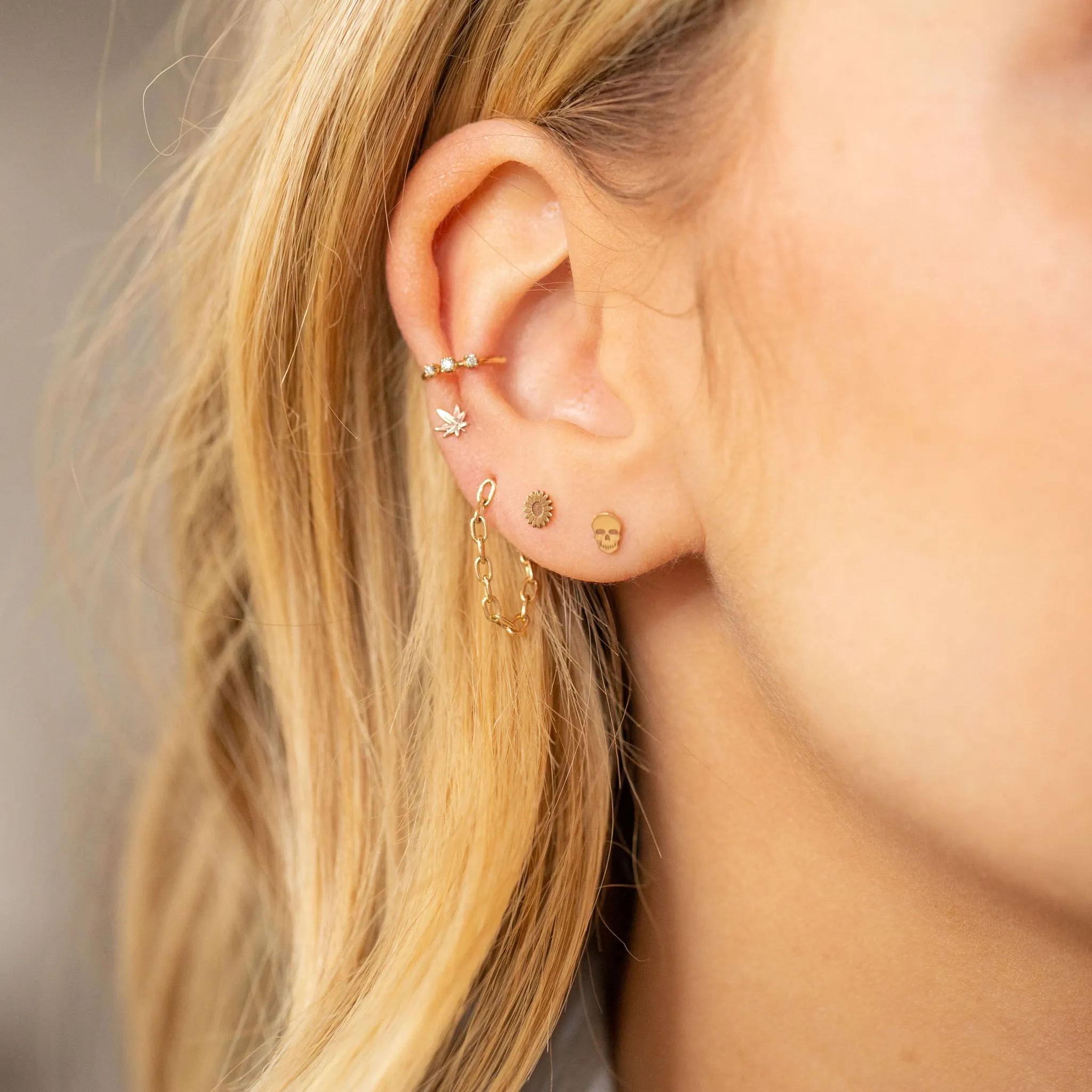 14k Small Square Oval Link Chain Huggie Earrings sold by Zoe Chicco product image thumbnail 2