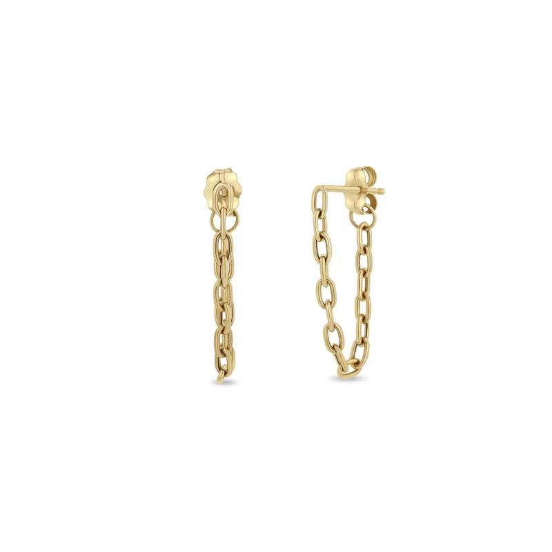 14k Small Square Oval Link Chain Huggie Earrings sold by Zoe Chicco
