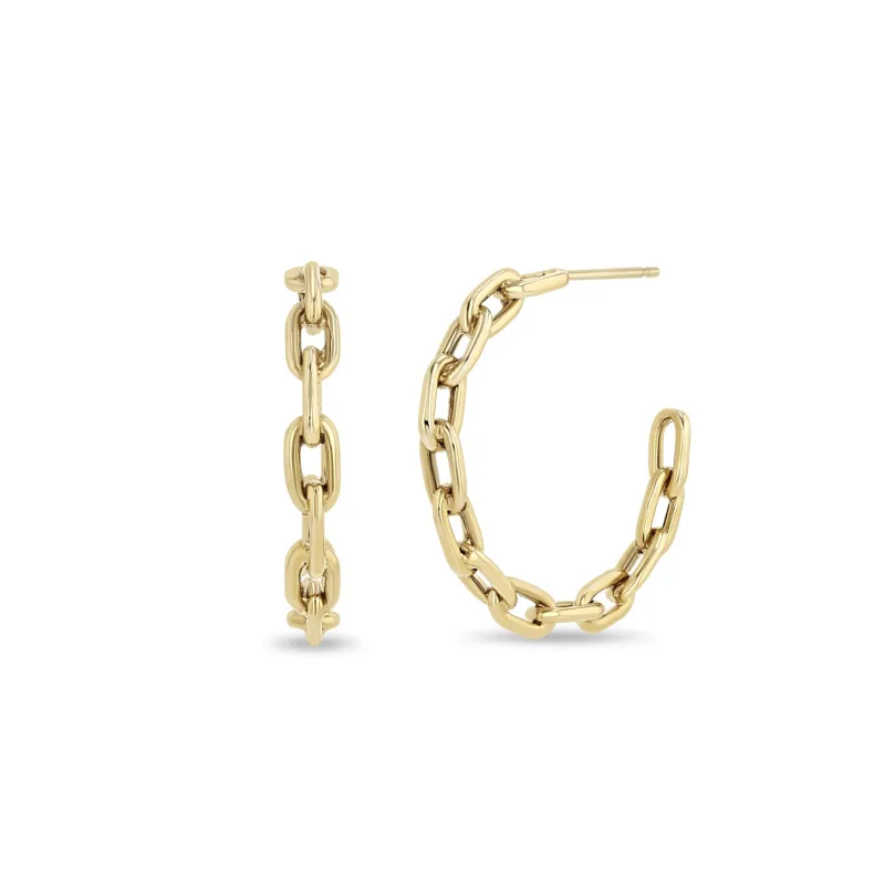 14k Large Square Oval Link Hoops sold by Zoe Chicco