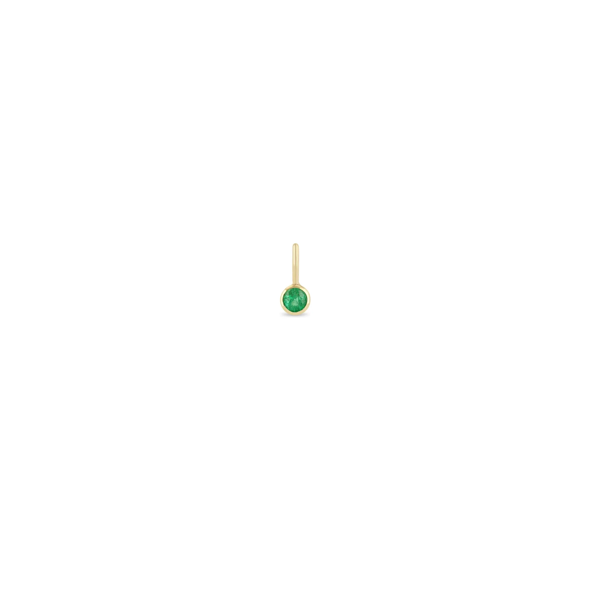 14k Single Emerald Charm Pendant | May Birthstone sold by Zoe Chicco