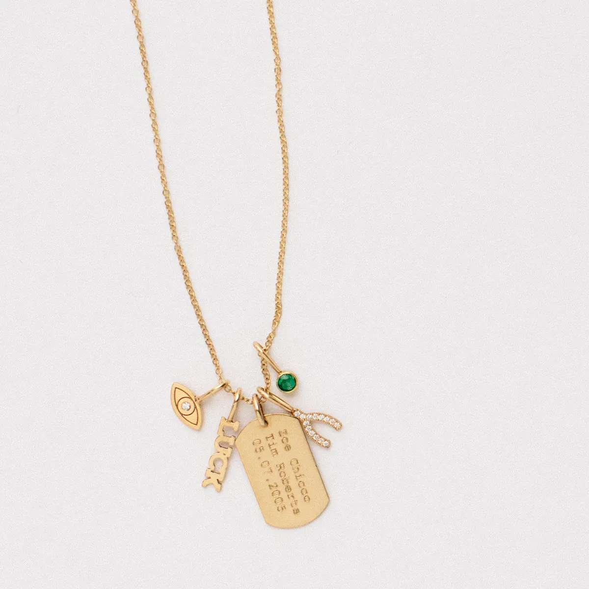 14k Single Emerald Charm Pendant | May Birthstone sold by Zoe Chicco product image thumbnail 3