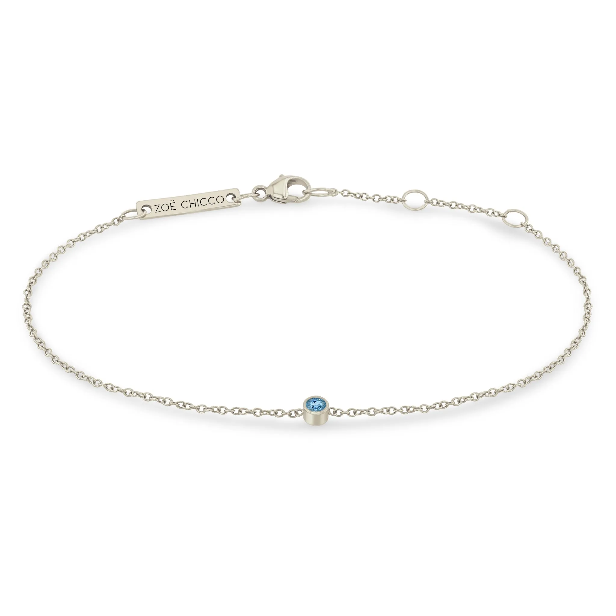14k Single Aquamarine Bezel Bracelet | March Birthstone sold by Zoe Chicco product image thumbnail 4