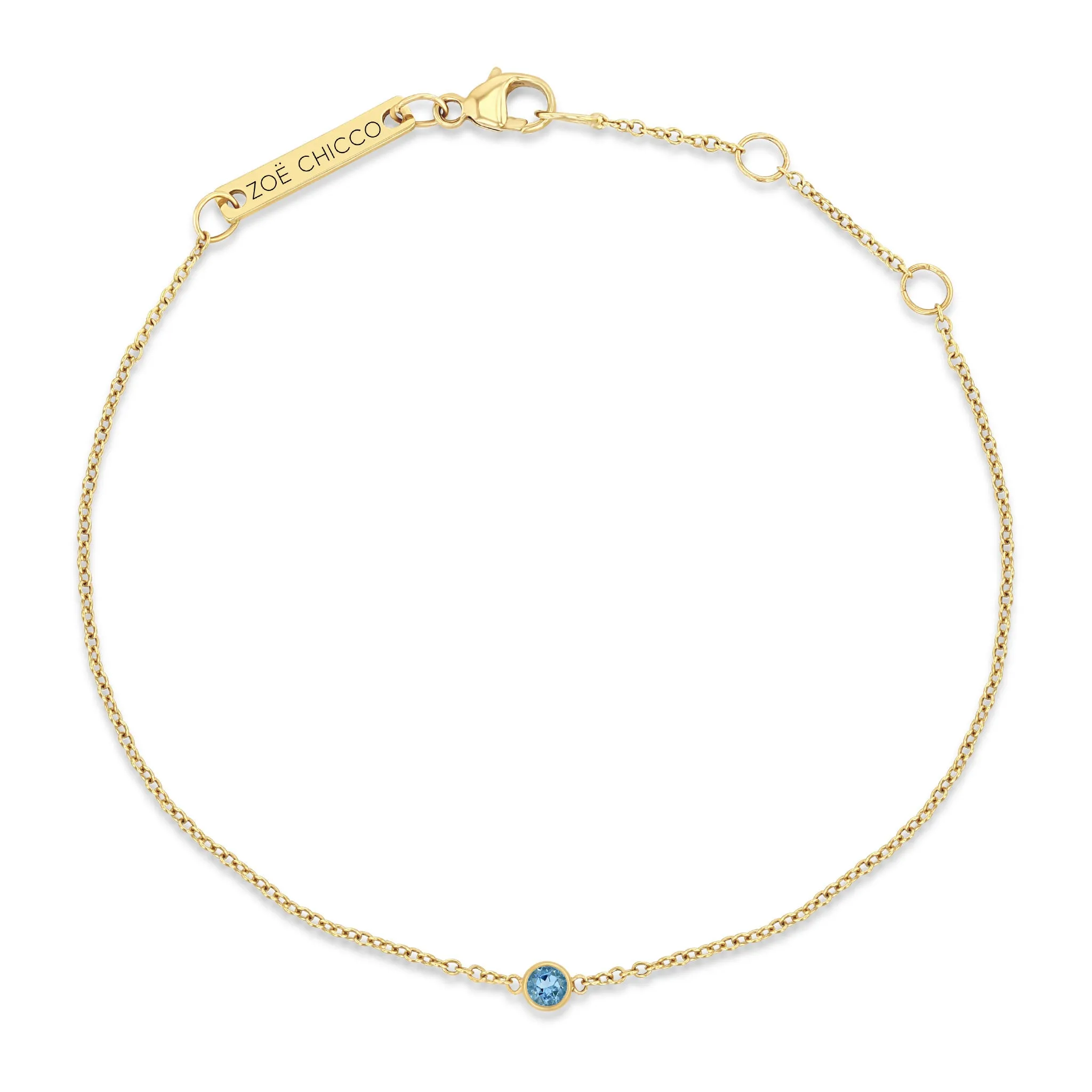 14k Single Aquamarine Bezel Bracelet | March Birthstone sold by Zoe Chicco product image thumbnail 2