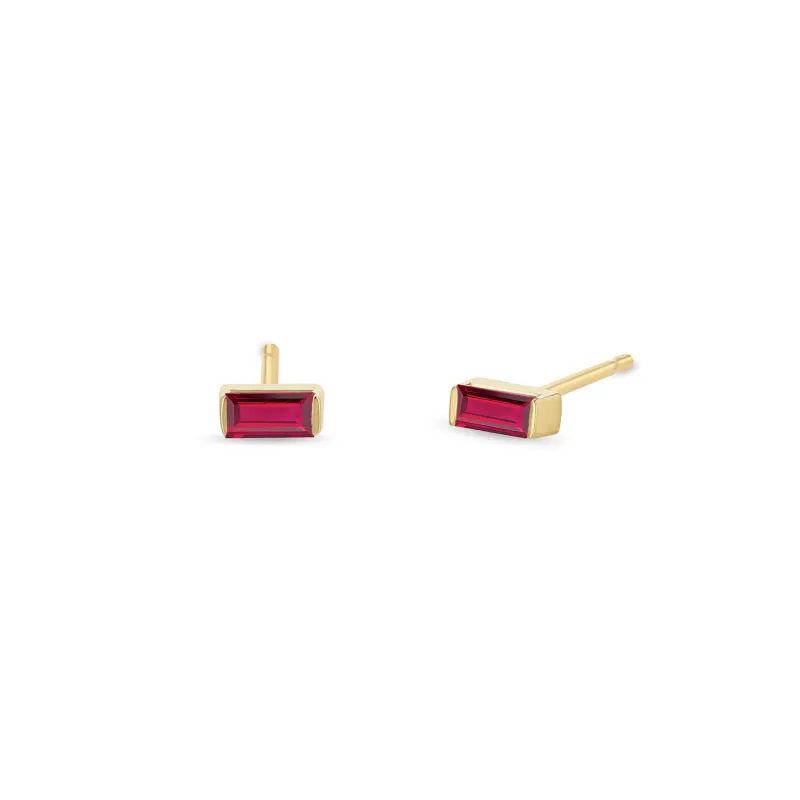 14k Ruby Baguette Studs | July Birthstone sold by Zoe Chicco