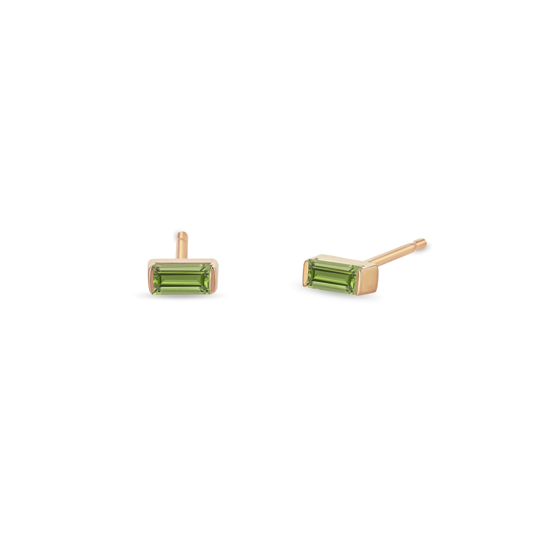 14k Peridot Baguette Studs | August Birthstone sold by Zoe Chicco product image thumbnail 3