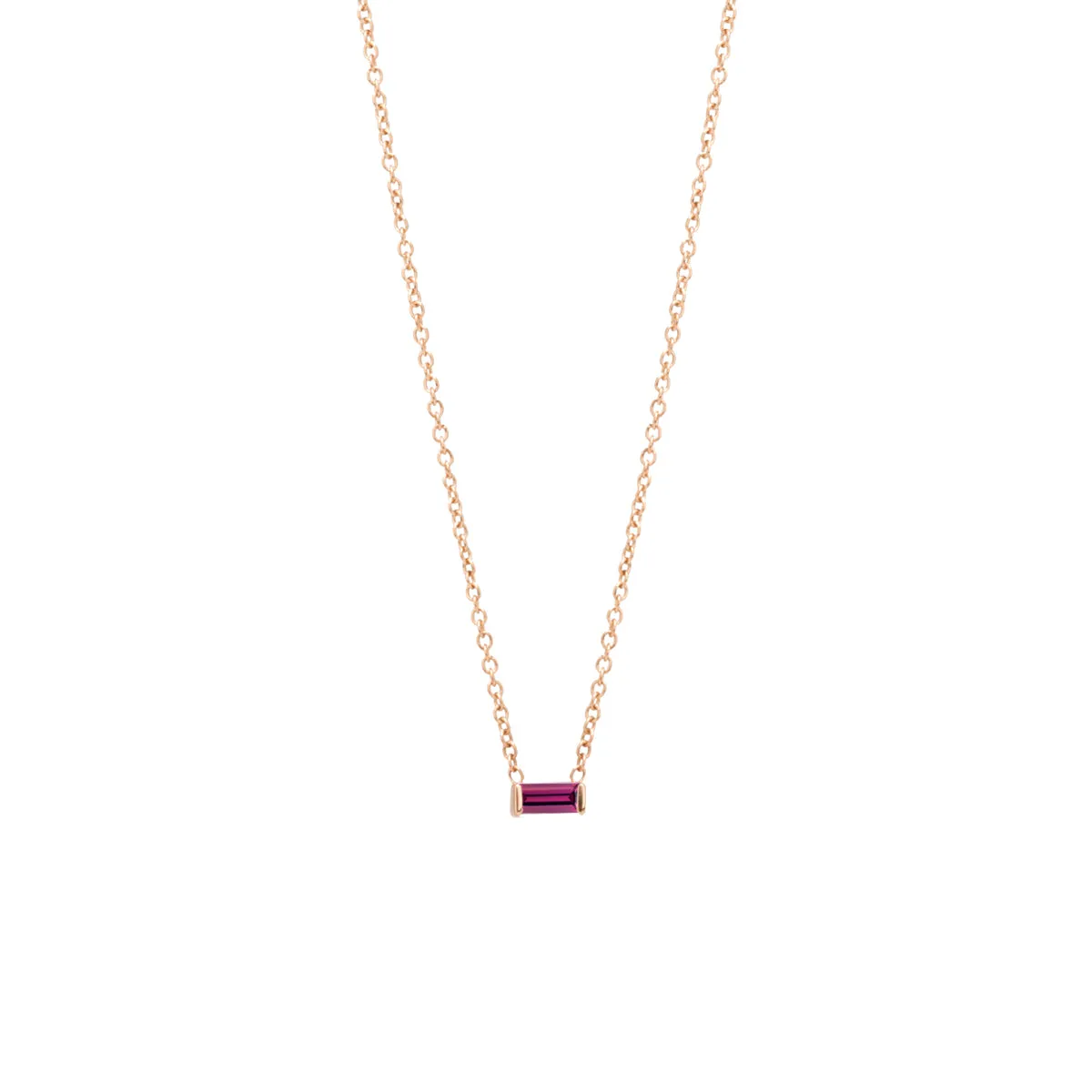 14k Garnet Baguette Necklace | January Birthstone sold by Zoe Chicco product image thumbnail 2