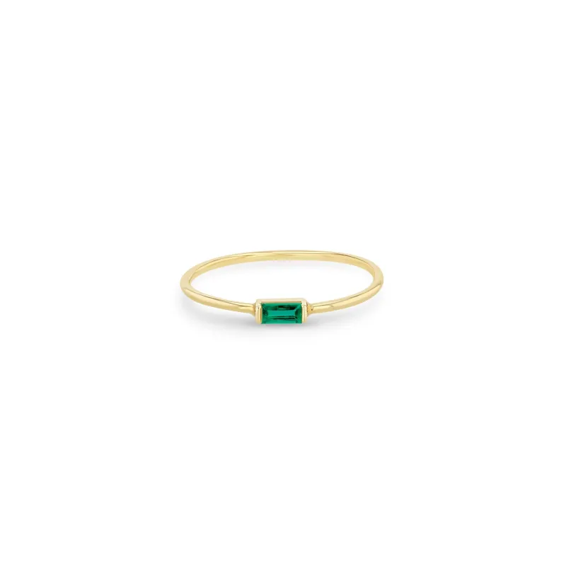 14k Medium Emerald Baguette Ring | May Birthstone sold by Zoe Chicco