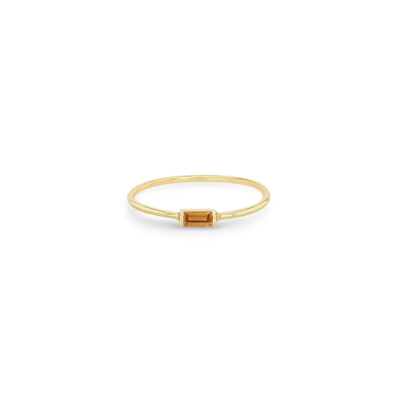 14k Medium Citrine Baguette Ring | November Birthstone made by Zoe Chicco