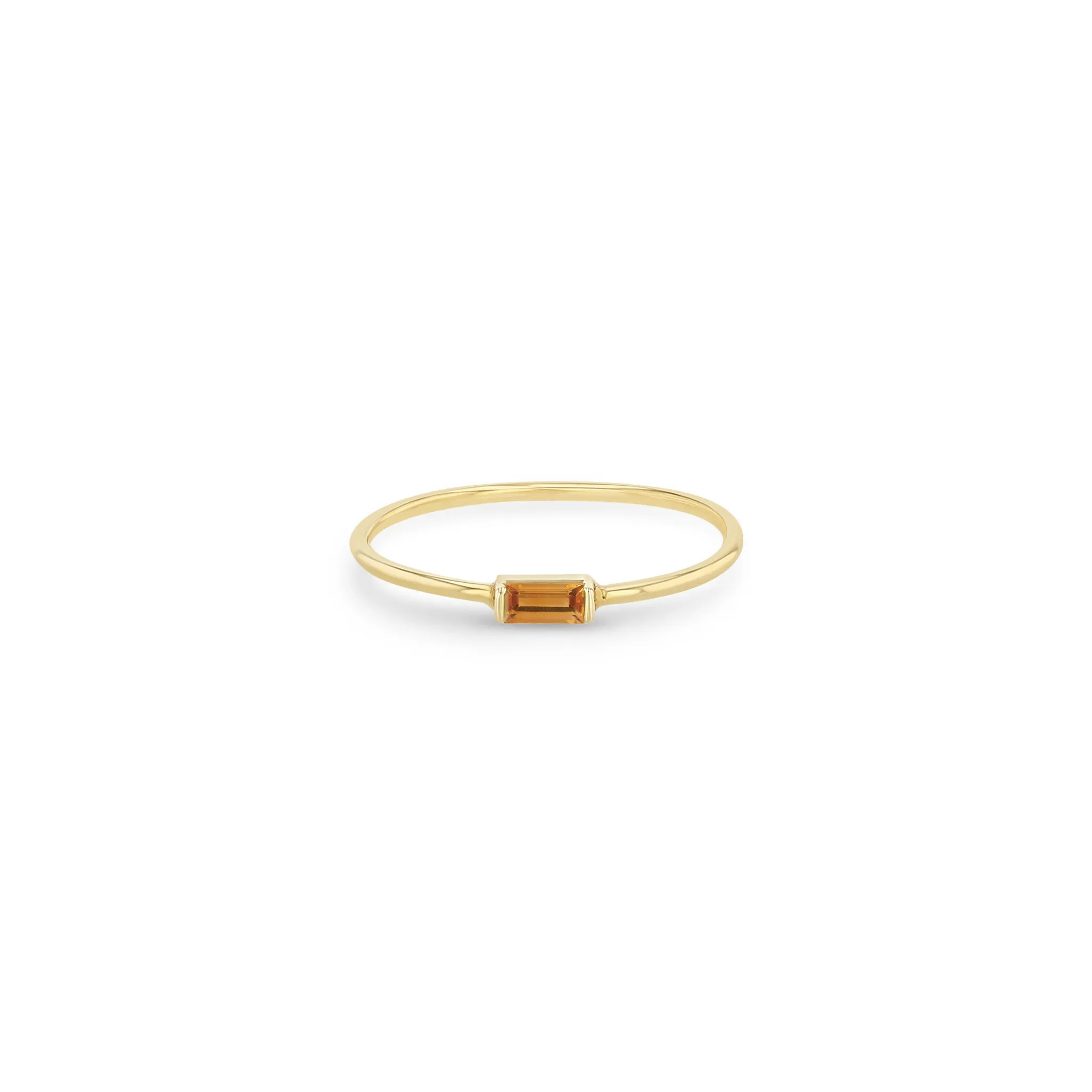 14k Medium Citrine Baguette Ring | November Birthstone sold by Zoe Chicco