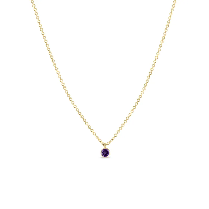 14k Single Amethyst Pendant Necklace | February Birthstone sold by Zoe Chicco