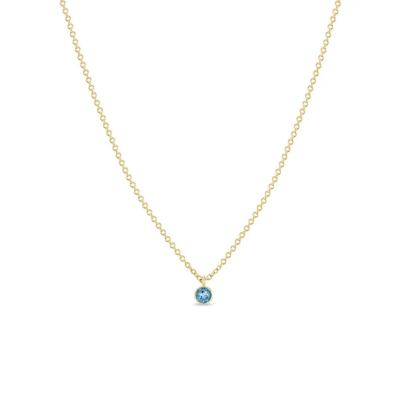 14k Single Aquamarine Pendant Necklace | March Birthstone sold by Zoe Chicco
