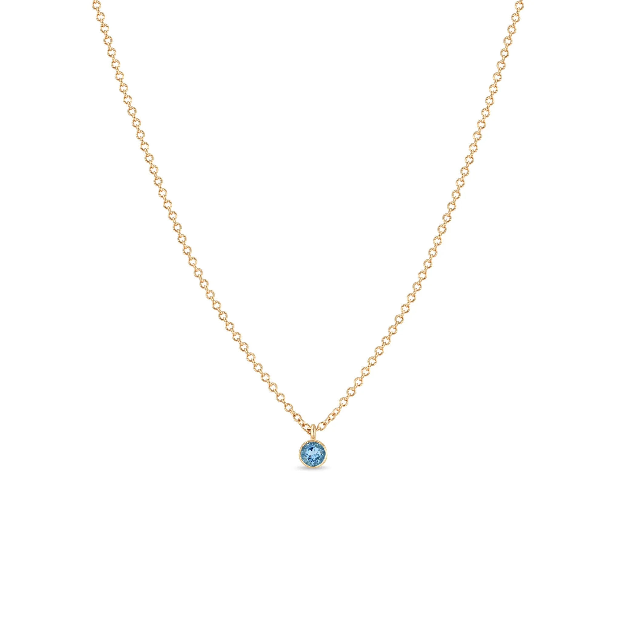 14k Single Aquamarine Pendant Necklace | March Birthstone sold by Zoe Chicco product image thumbnail 2