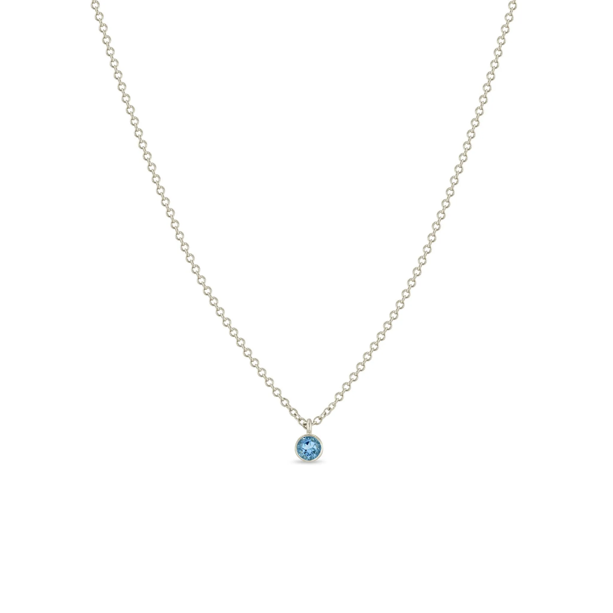 14k Single Aquamarine Pendant Necklace | March Birthstone sold by Zoe Chicco product image thumbnail 3