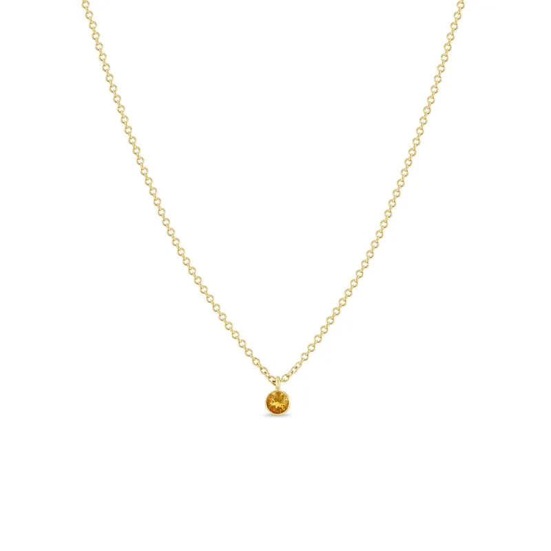 14k Single Citrine Bezel Pendant Necklace | November Birthstone sold by Zoe Chicco
