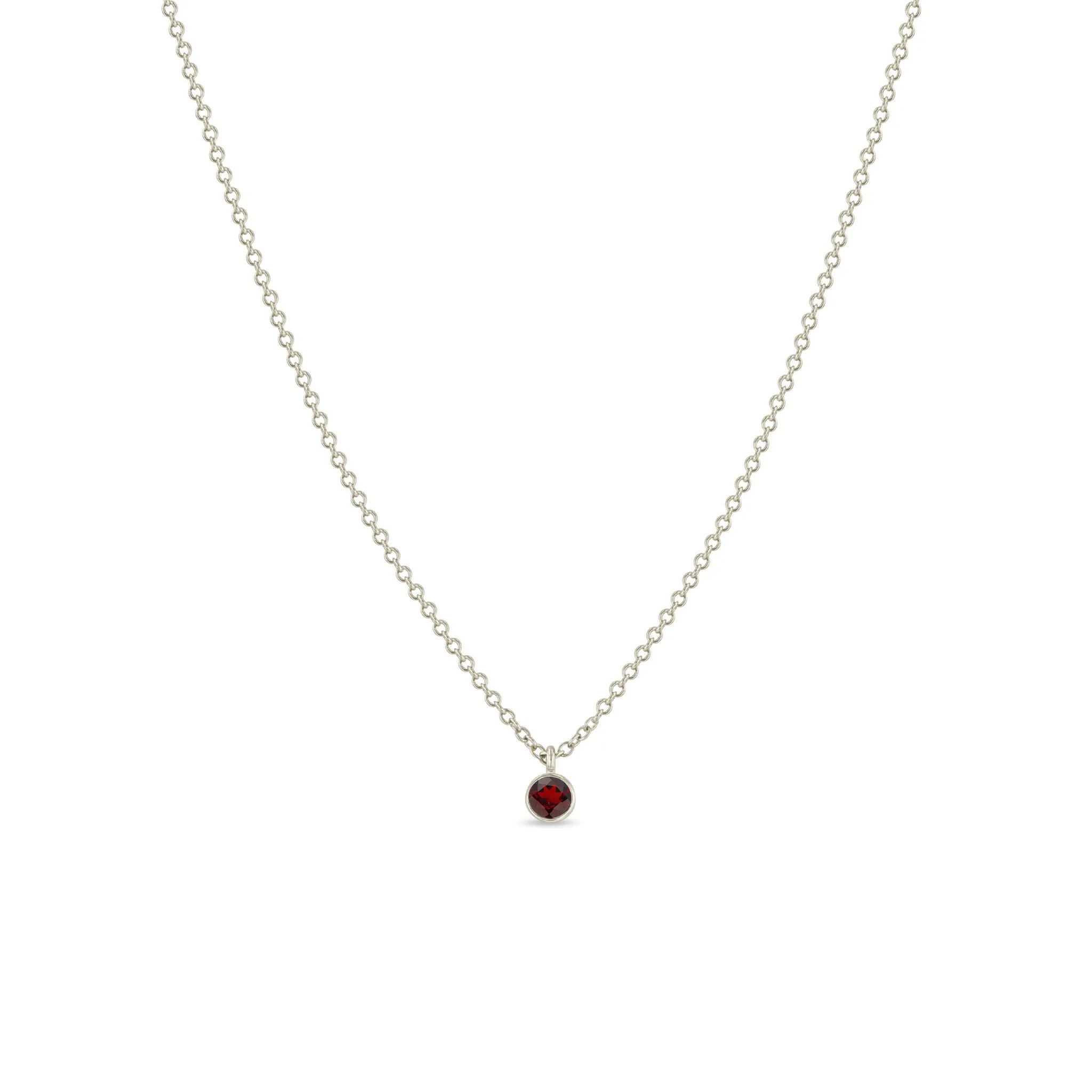 14k Single Garnet Pendant Necklace | January Birthstone sold by Zoe Chicco product image thumbnail 4