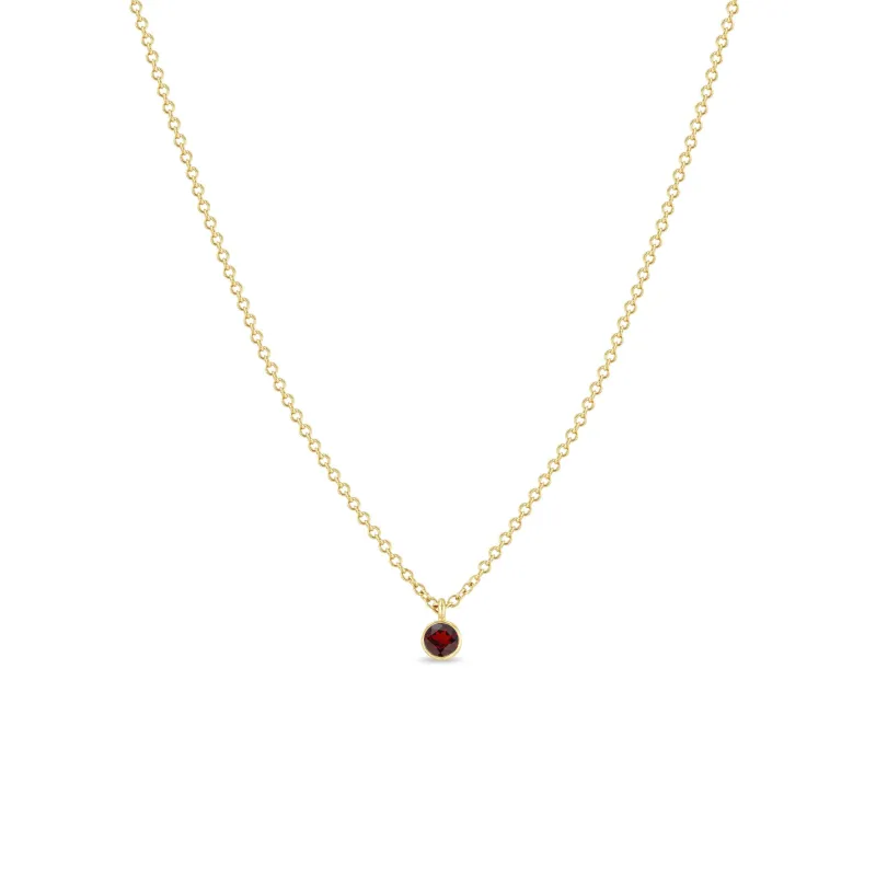 14k Single Garnet Pendant Necklace | January Birthstone sold by Zoe Chicco