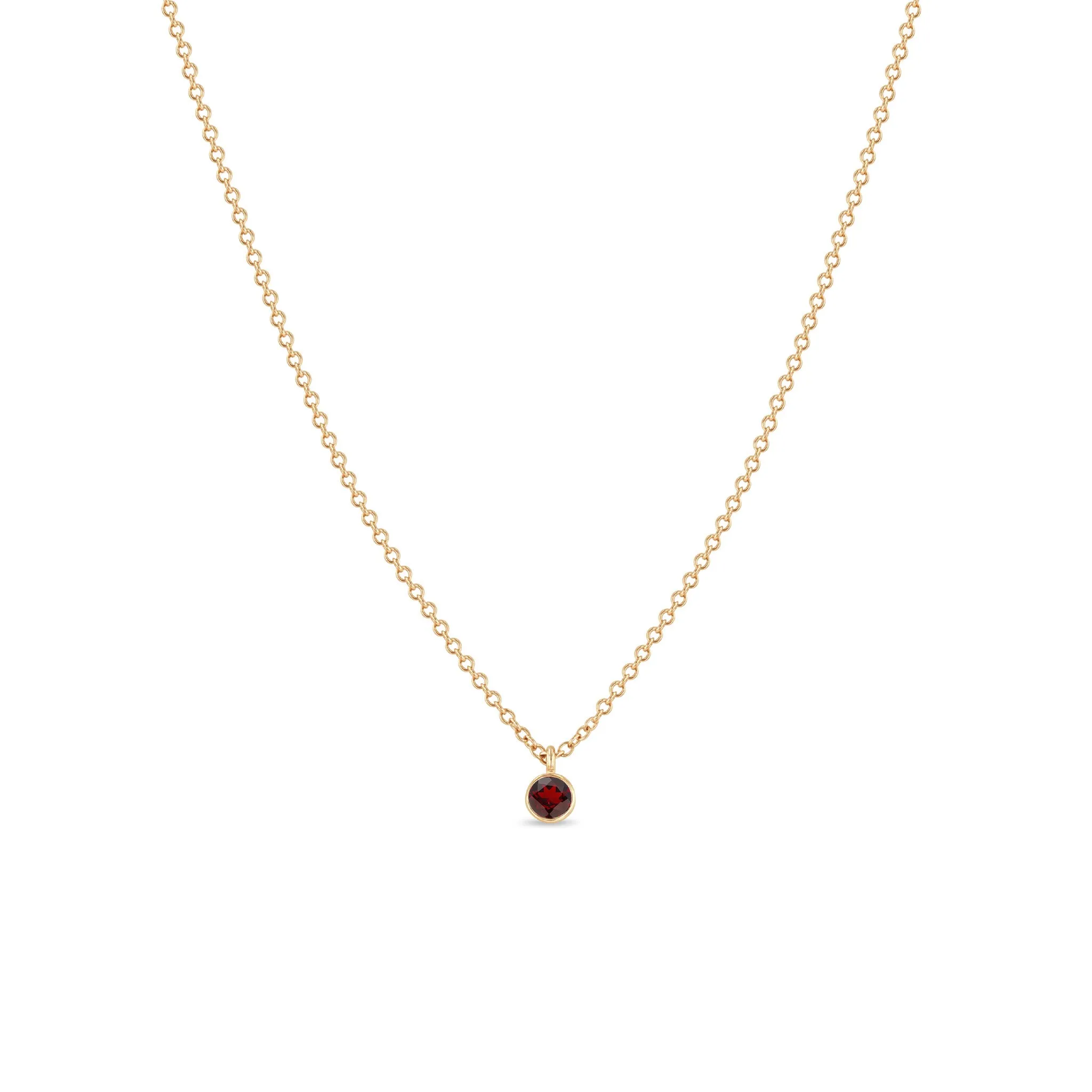 14k Single Garnet Pendant Necklace | January Birthstone sold by Zoe Chicco product image thumbnail 3