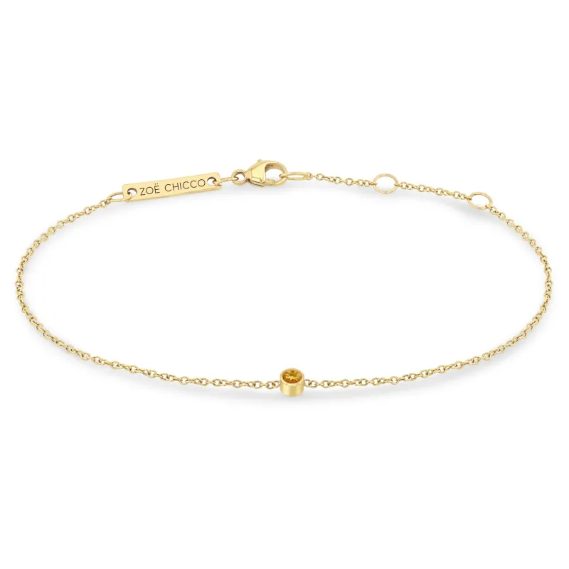 14k Single Citrine Bezel Bracelet | November Birthstone sold by Zoe Chicco