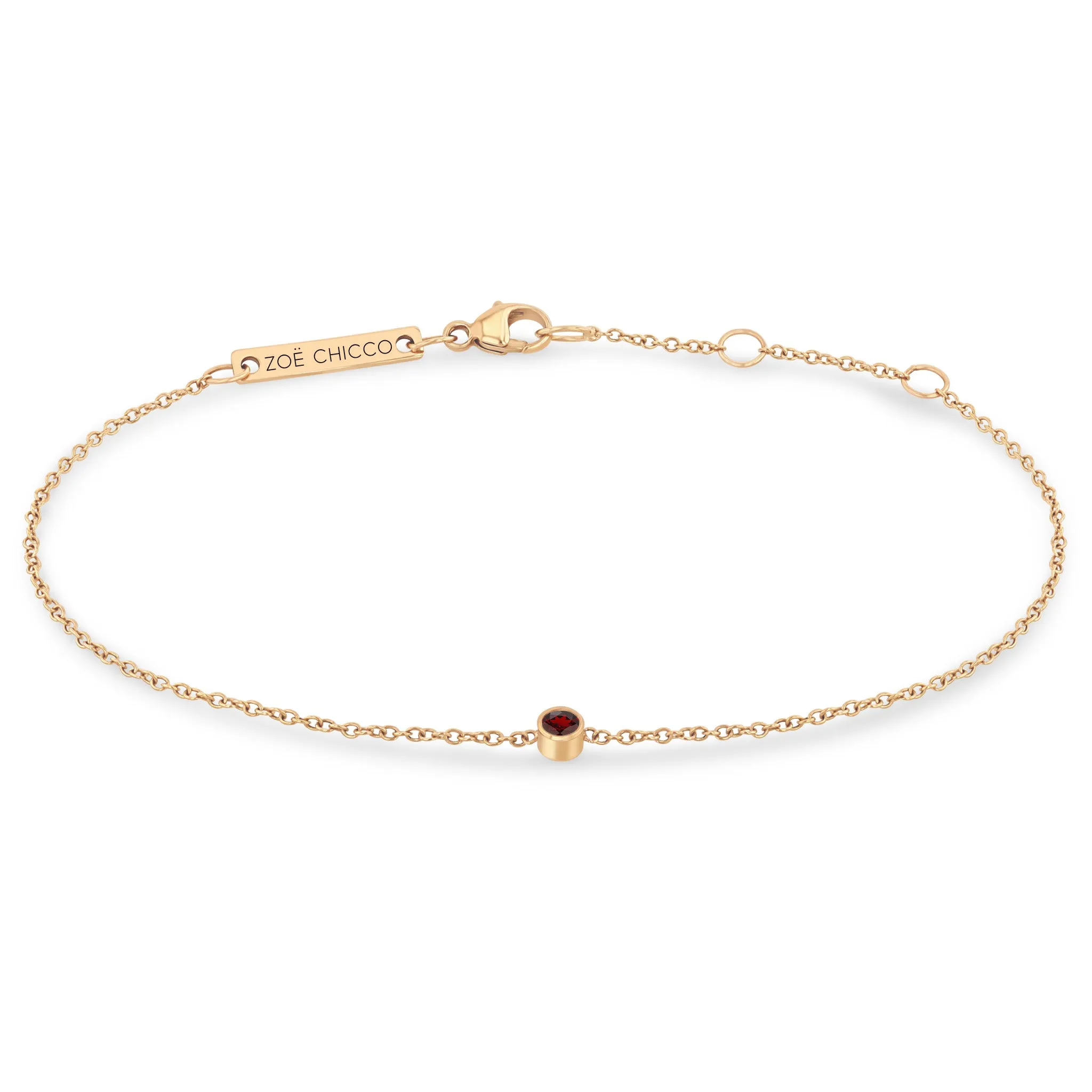 14k Single Garnet Bezel Bracelet | January Birthstone sold by Zoe Chicco product image thumbnail 3