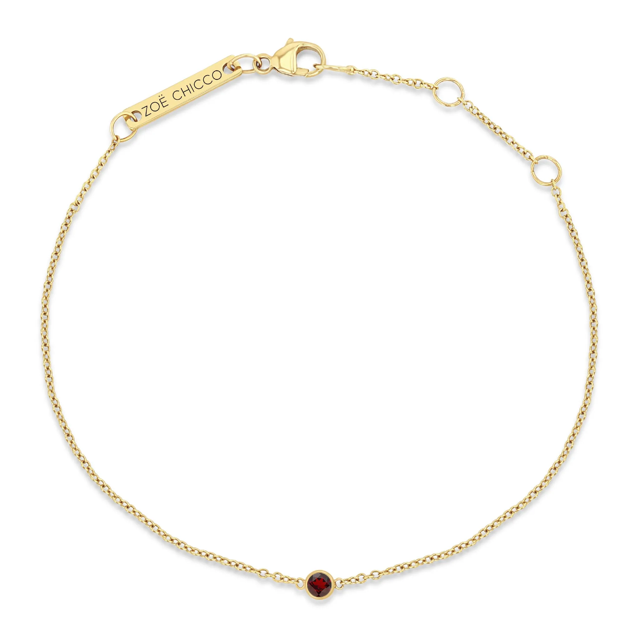 14k Single Garnet Bezel Bracelet | January Birthstone sold by Zoe Chicco product image thumbnail 2