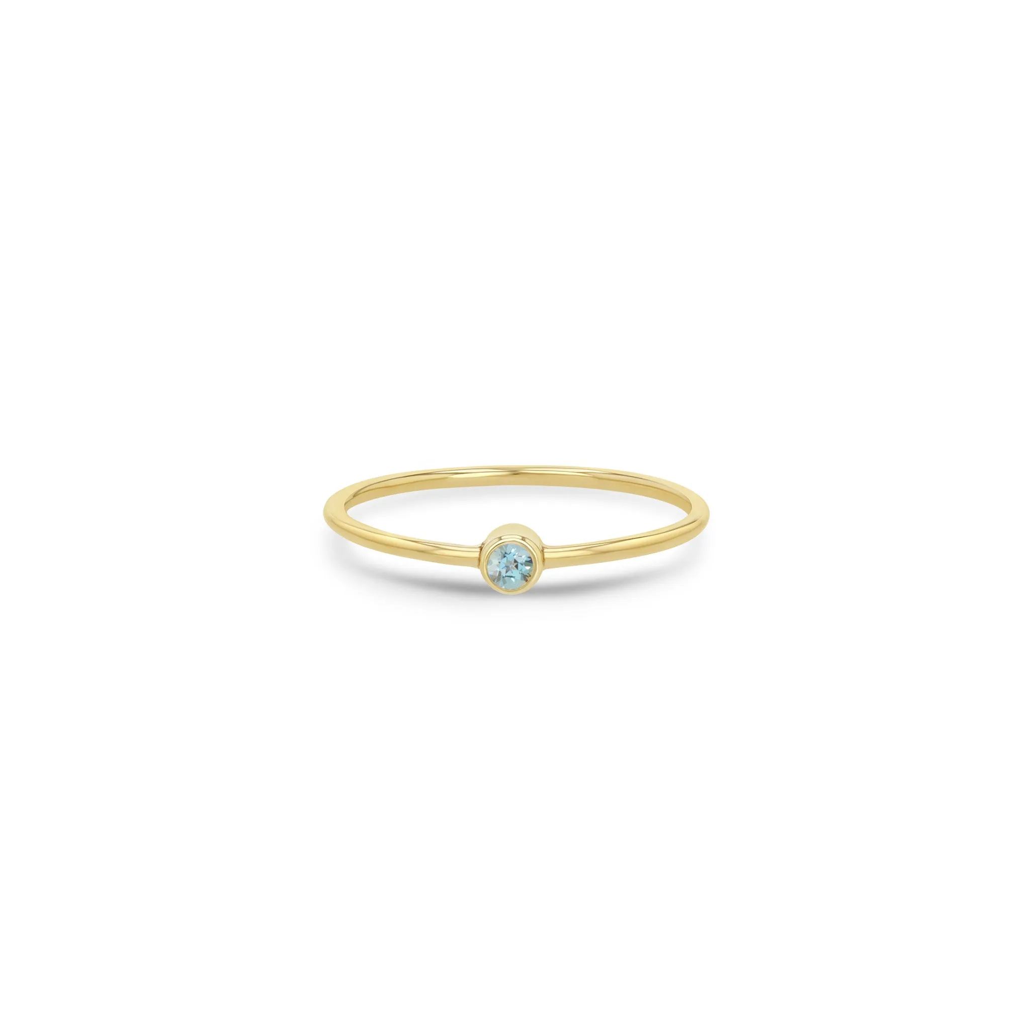 14k Aquamarine Bezel Ring | March Birthstone sold by Zoe Chicco