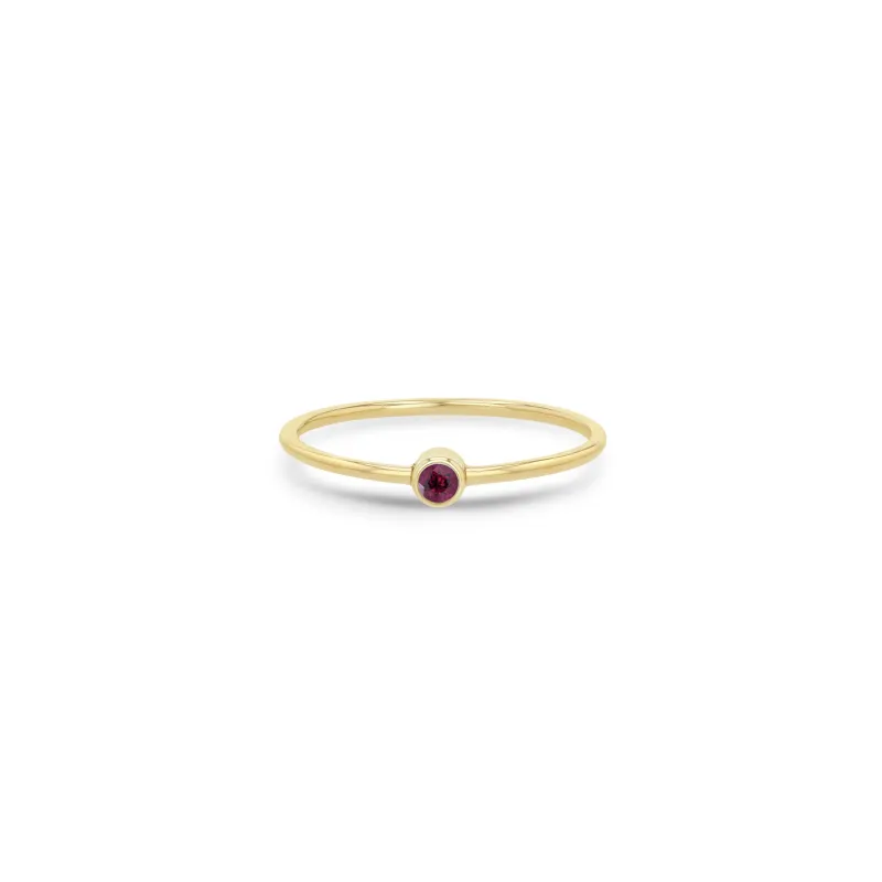 14k Garnet Bezel Ring | January Birthstone sold by Zoe Chicco