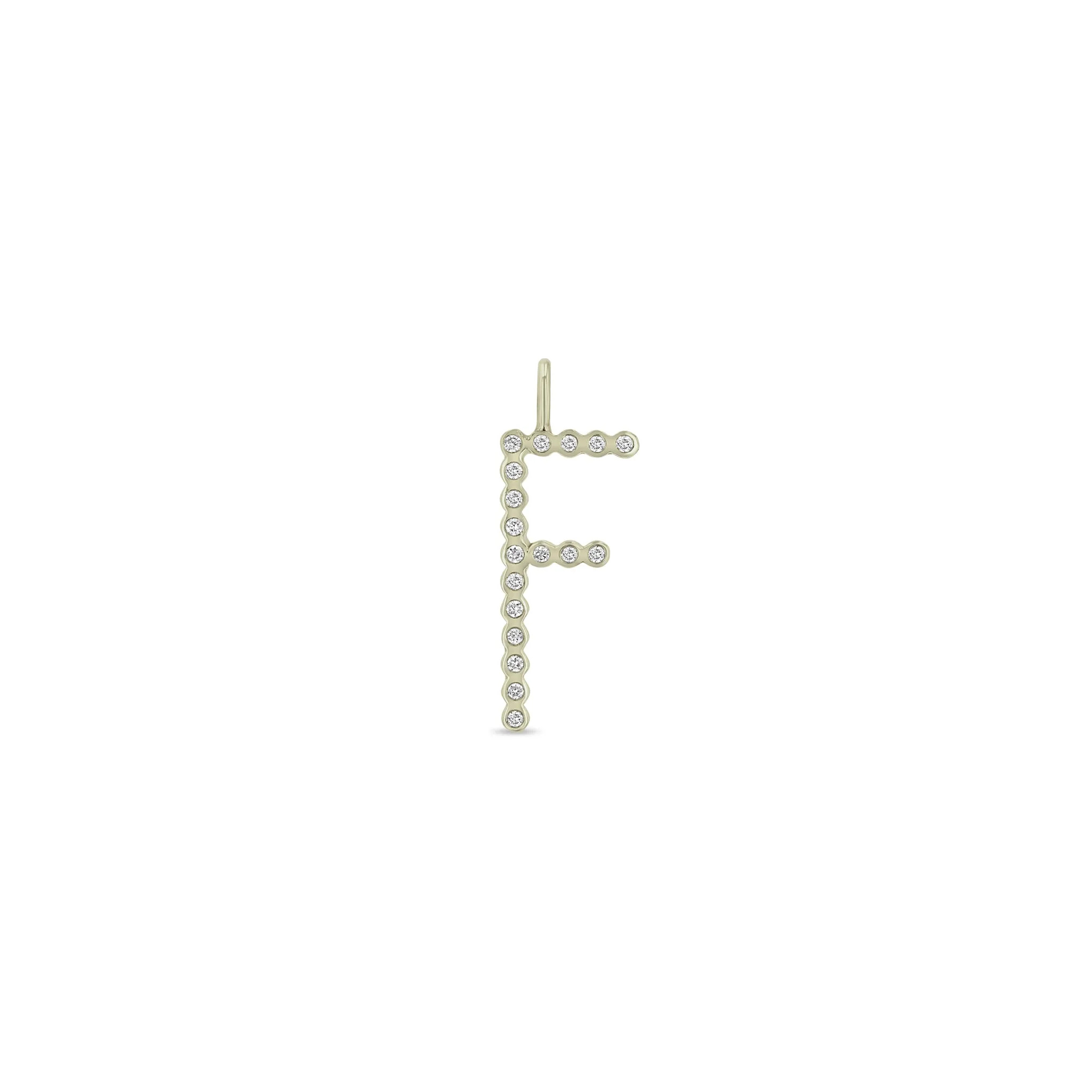 14k Single Diamond Bezel Letter Charm Pendant sold by Zoe Chicco product image thumbnail 5