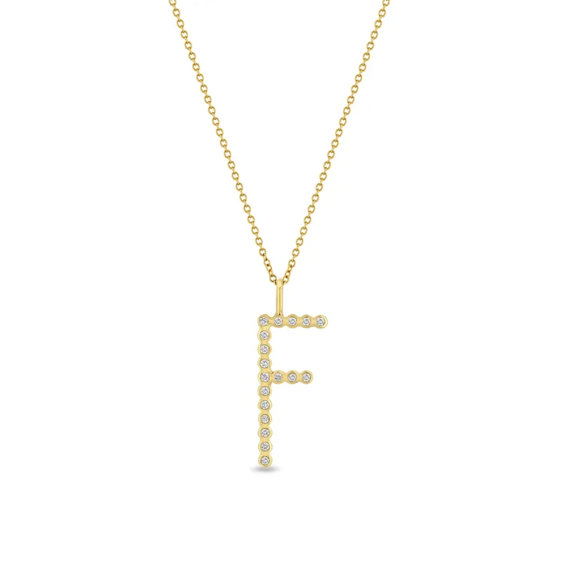 14k Diamond Bezel Letter Necklace sold by Zoe Chicco