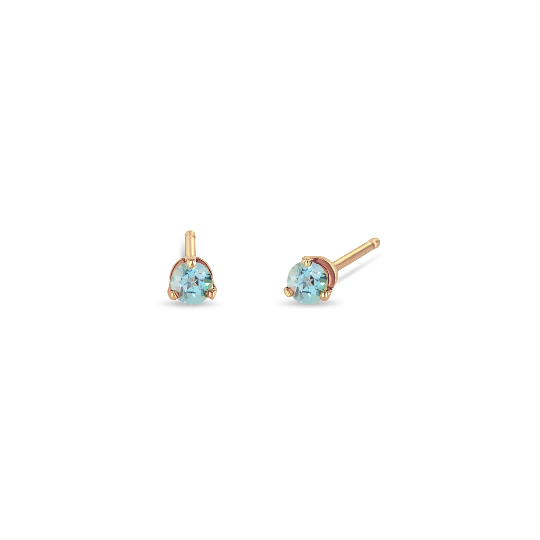 14k Small Aquamarine Prong Studs | March Birthstone sold by Zoe Chicco product image thumbnail 2