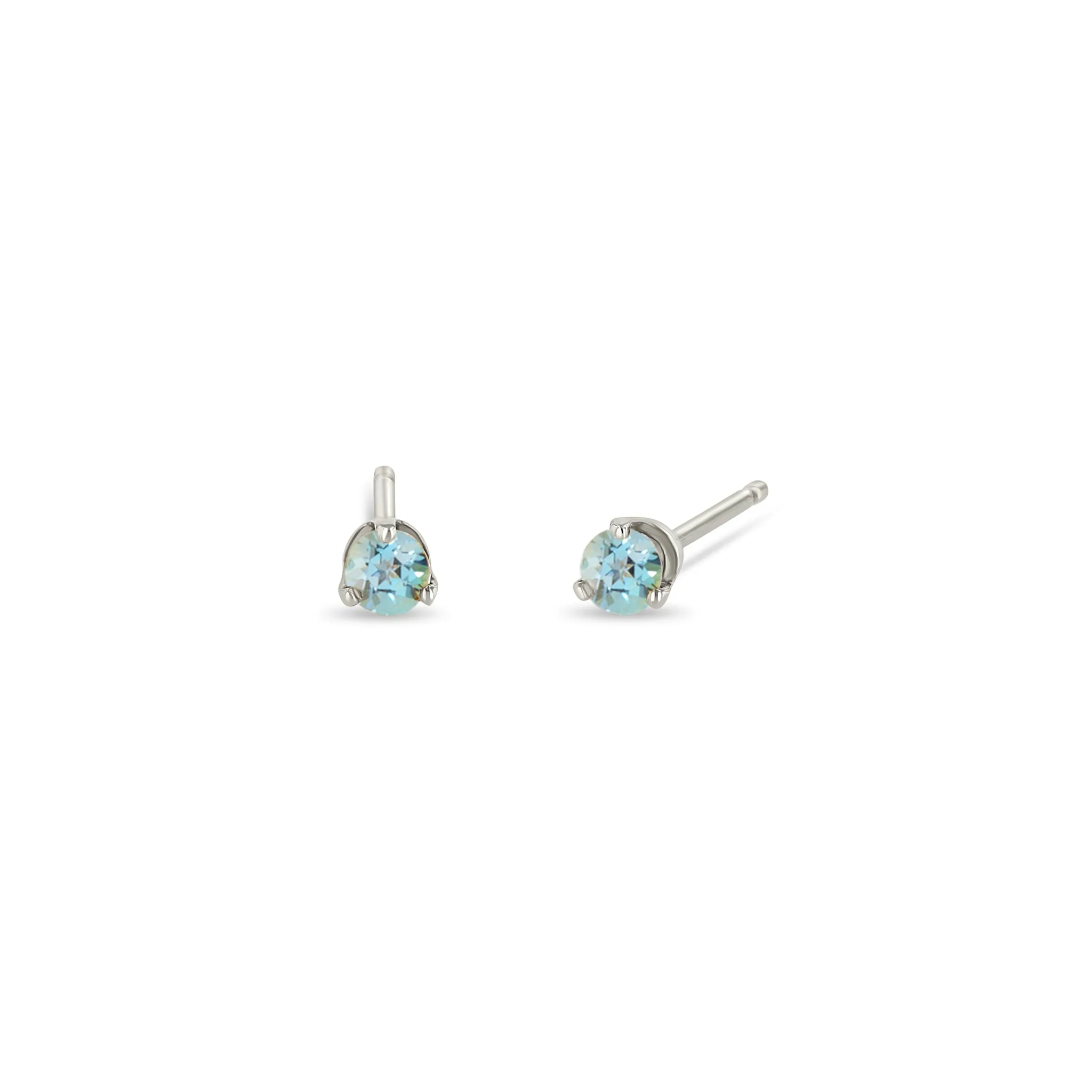 14k Small Aquamarine Prong Studs | March Birthstone sold by Zoe Chicco product image thumbnail 3