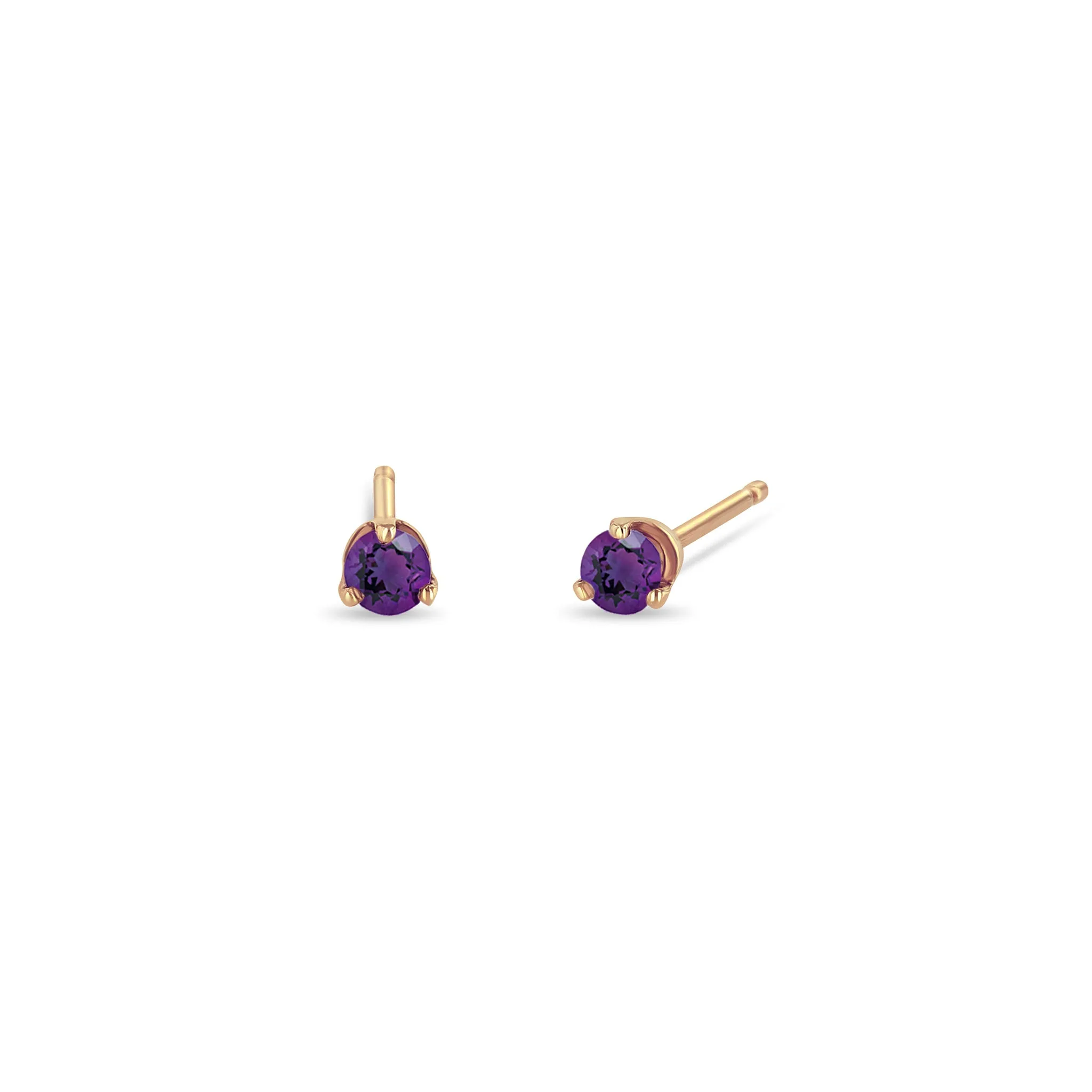 14k Small Amethyst Prong Studs | February Birthstone sold by Zoe Chicco product image thumbnail 2