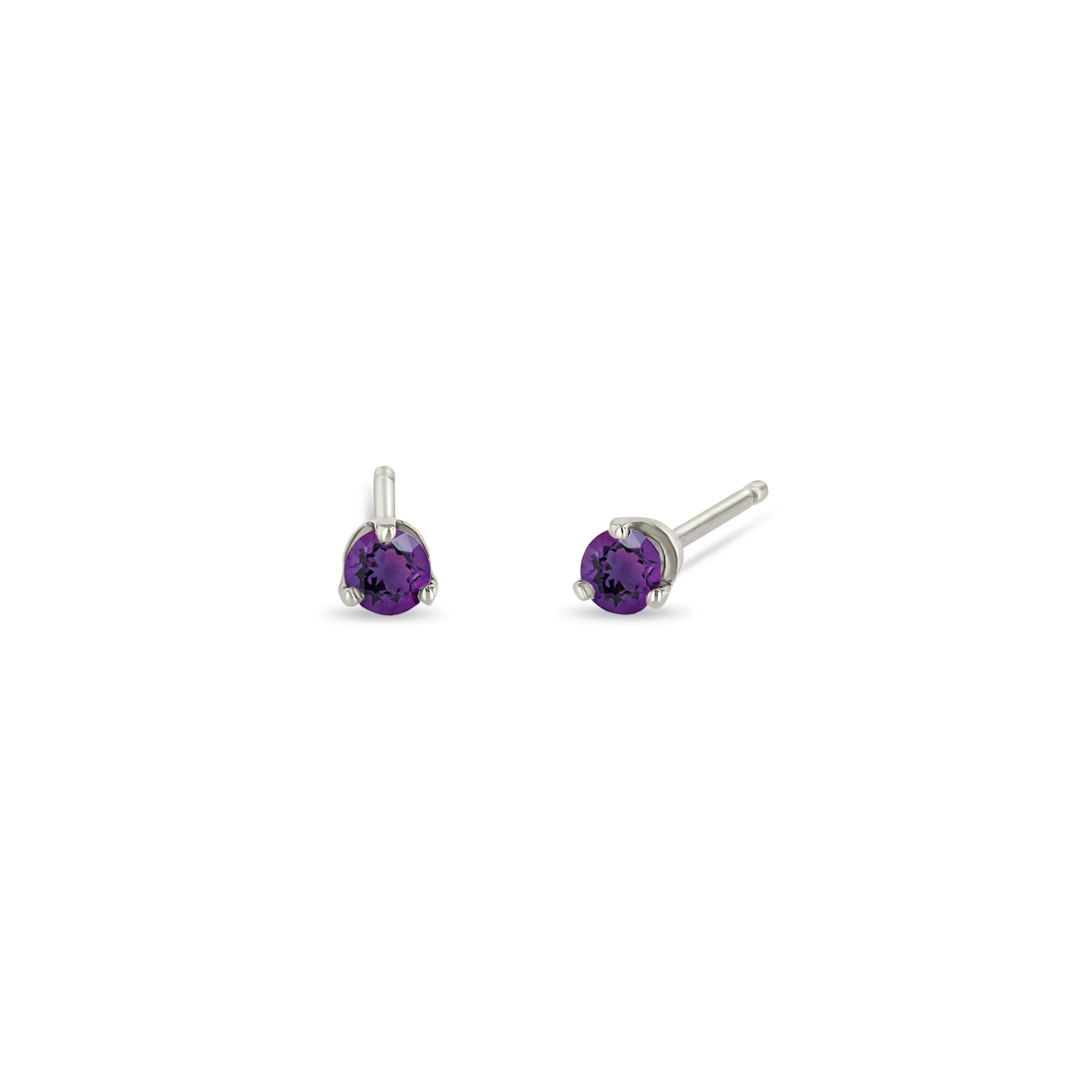 14k Small Amethyst Prong Studs | February Birthstone sold by Zoe Chicco product image thumbnail 3