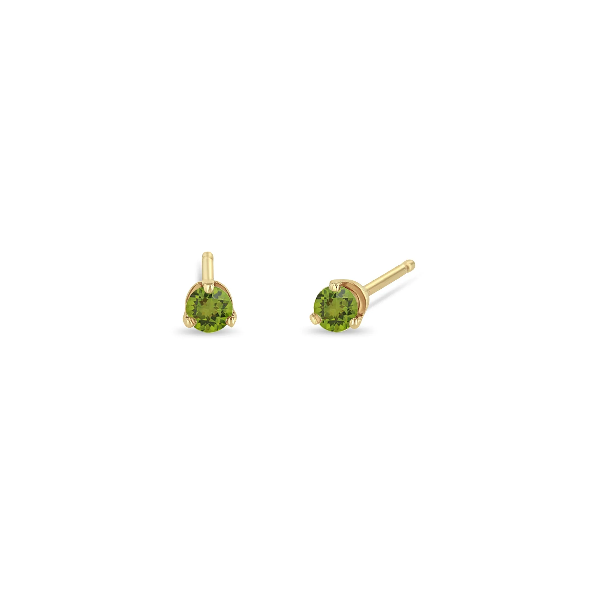 14k Small Peridot Studs | August Birthstone sold by Zoe Chicco