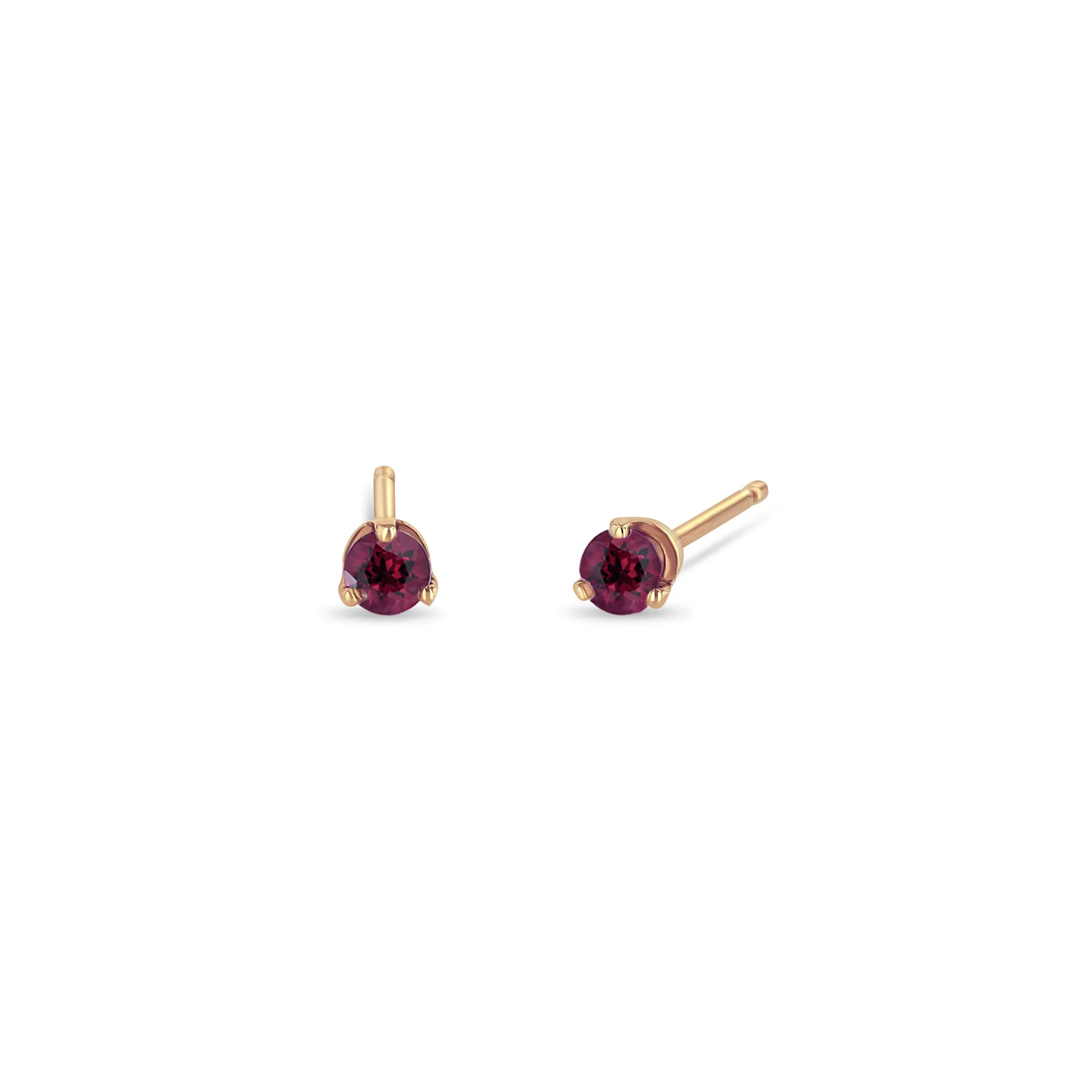 14k Small Garnet Prong Studs | January Birthstone sold by Zoe Chicco product image thumbnail 2