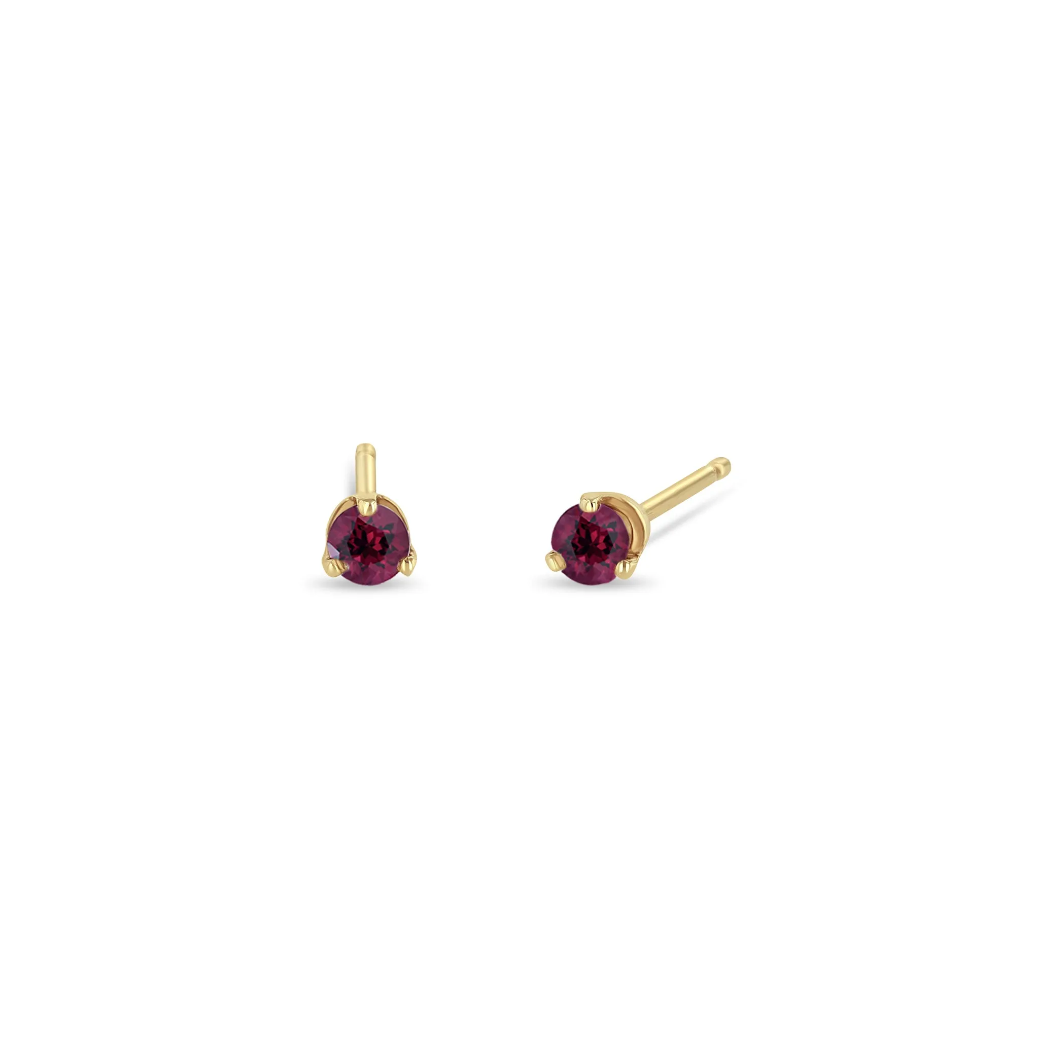 14k Small Garnet Prong Studs | January Birthstone sold by Zoe Chicco