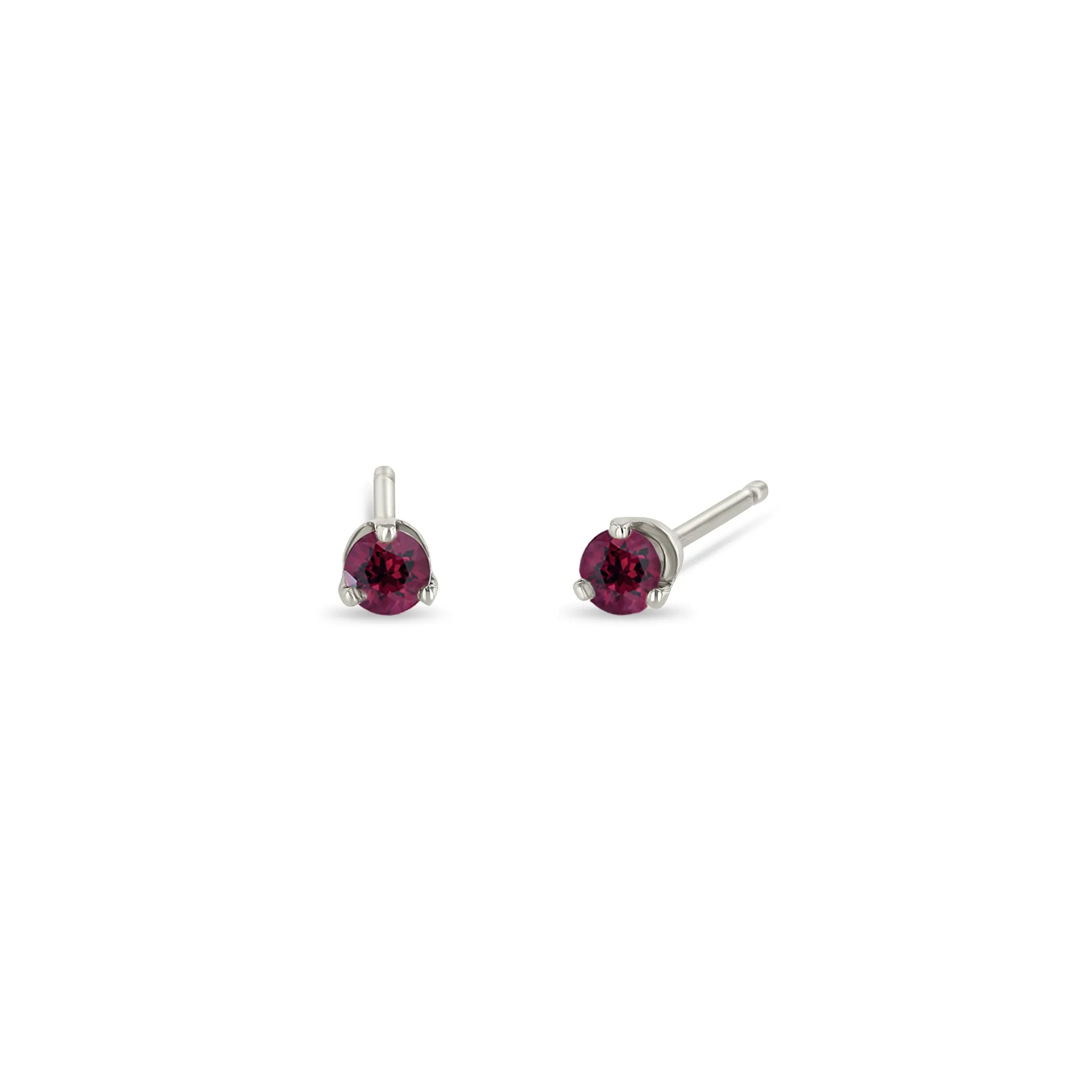 14k Small Garnet Prong Studs | January Birthstone sold by Zoe Chicco product image thumbnail 3