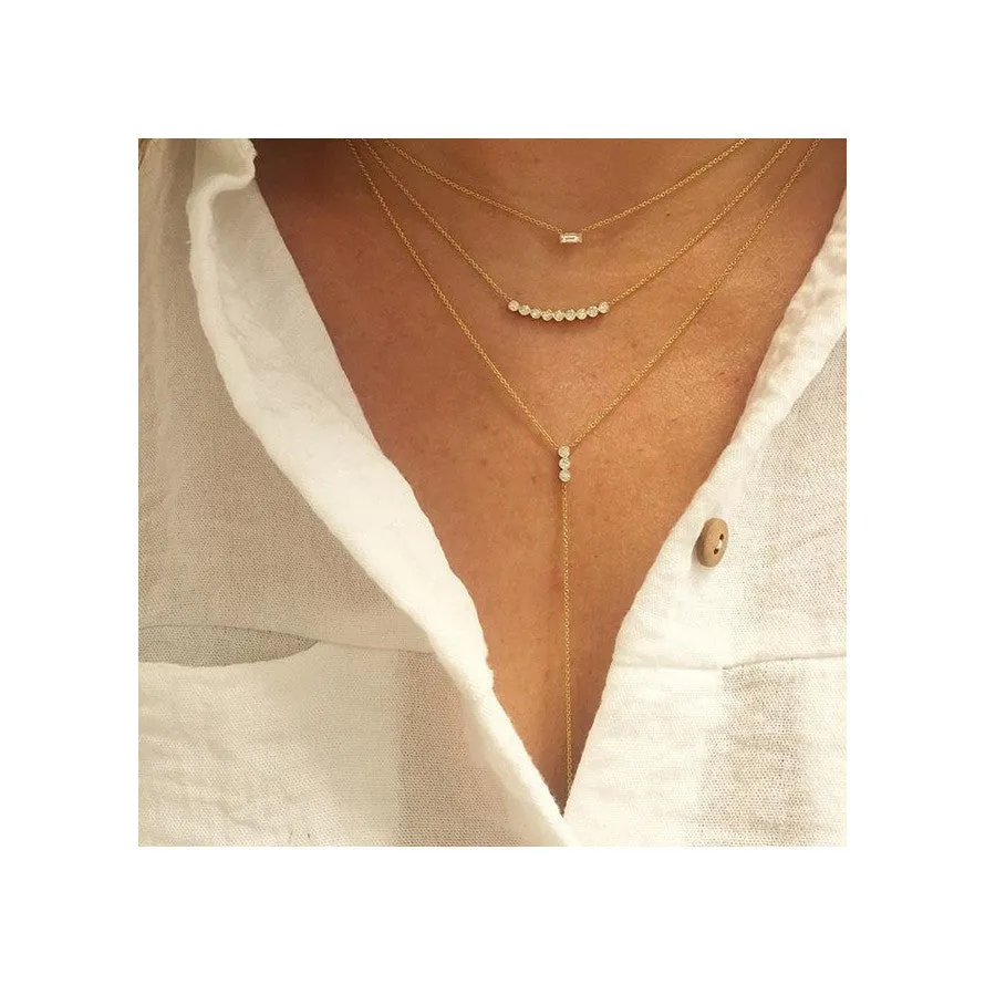14k Medium Baguette Diamond Necklace | April Birthstone sold by Zoe Chicco product image thumbnail 2