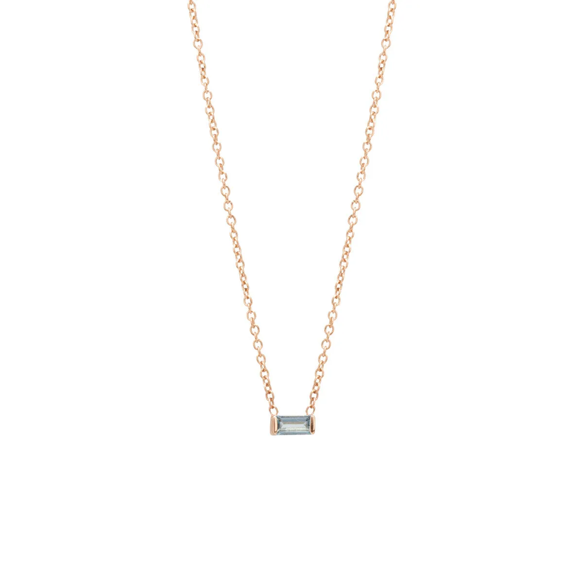 14k Aquamarine Baguette Necklace | March Birthstone sold by Zoe Chicco product image thumbnail 4